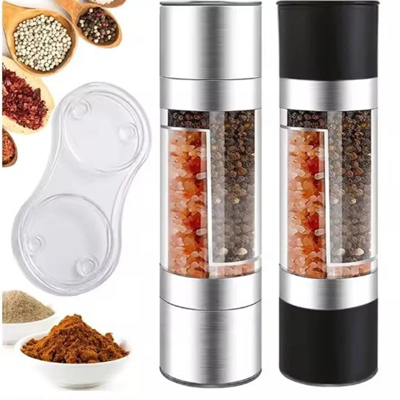 2 in 1 Adjustable Premium Salt And Pepper Grinder Double Head Pepper Mill Pepper Crusher Manual Mill Shakers with Ceramic Blades