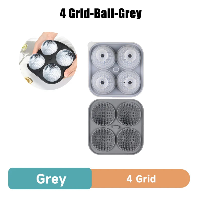 Golf Silicone Ice Ball Round Mold Whiskey Special 4 Golf Ice Grid Mold Kitchen Tools Reusable Whiskey Ice Mold Ball Ice Moulds