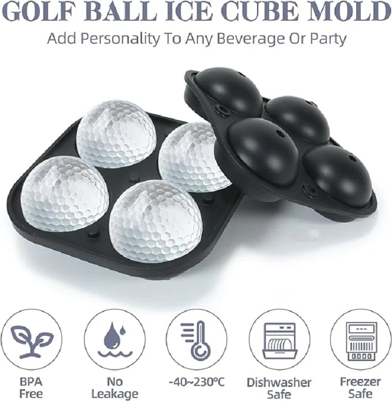 Golf Silicone Ice Ball Round Mold Whiskey Special 4 Golf Ice Grid Mold Kitchen Tools Reusable Whiskey Ice Mold Ball Ice Moulds