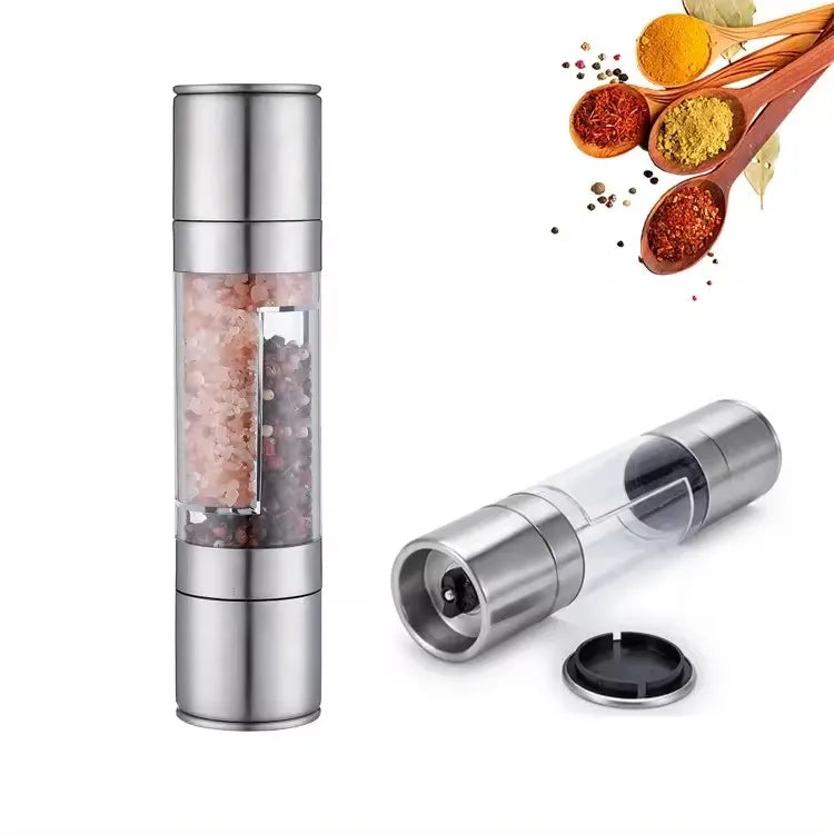 2 in 1 Adjustable Premium Salt And Pepper Grinder Double Head Pepper Mill Pepper Crusher Manual Mill Shakers with Ceramic Blades