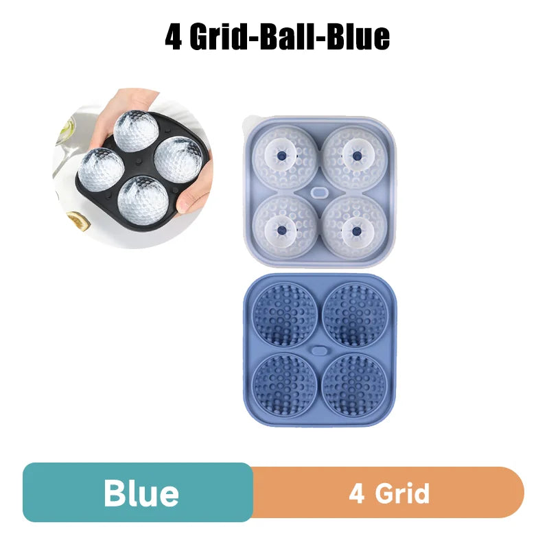 Golf Silicone Ice Ball Round Mold Whiskey Special 4 Golf Ice Grid Mold Kitchen Tools Reusable Whiskey Ice Mold Ball Ice Moulds