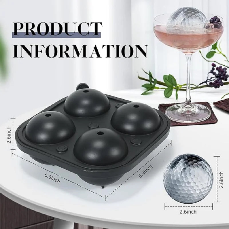 Golf Silicone Ice Ball Round Mold Whiskey Special 4 Golf Ice Grid Mold Kitchen Tools Reusable Whiskey Ice Mold Ball Ice Moulds