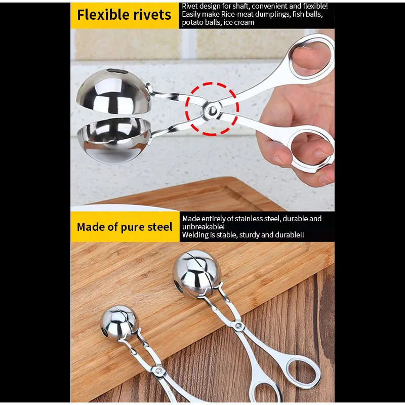 Stainless Steel Meat Ball Maker Tool Clip Round Rice Ball Shaper Spoon Meatball Making Mold Non Stick Stuffed Kitchen Gadget