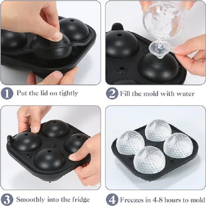 Golf Silicone Ice Ball Round Mold Whiskey Special 4 Golf Ice Grid Mold Kitchen Tools Reusable Whiskey Ice Mold Ball Ice Moulds